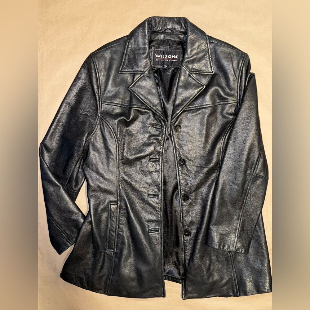 Wilson Black Leather Jacket Classic Tailored Style